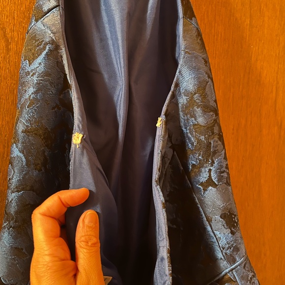 Sherri Hill 53070 Halter Neck Brocade Dress in Blue - Picture 8 of 11